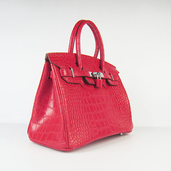 Replica aHermes Birkin 30CM Crocodile Veins Bag Red 6088 On Sale - Click Image to Close